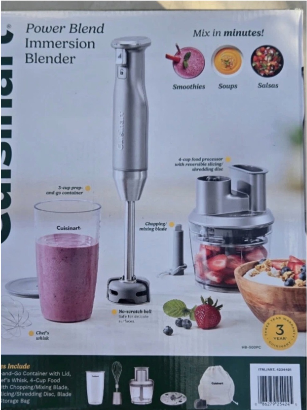 Cuisinart Silver Immersion Blender with Food Processor Attachments